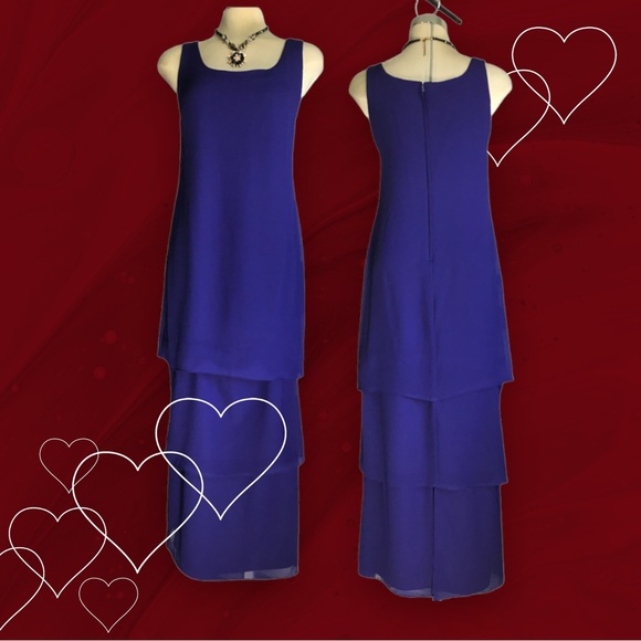 PATRA Luxury Royal Blue SleevelessLayered Maxi Dress Size 8 - Picture 3 of 12